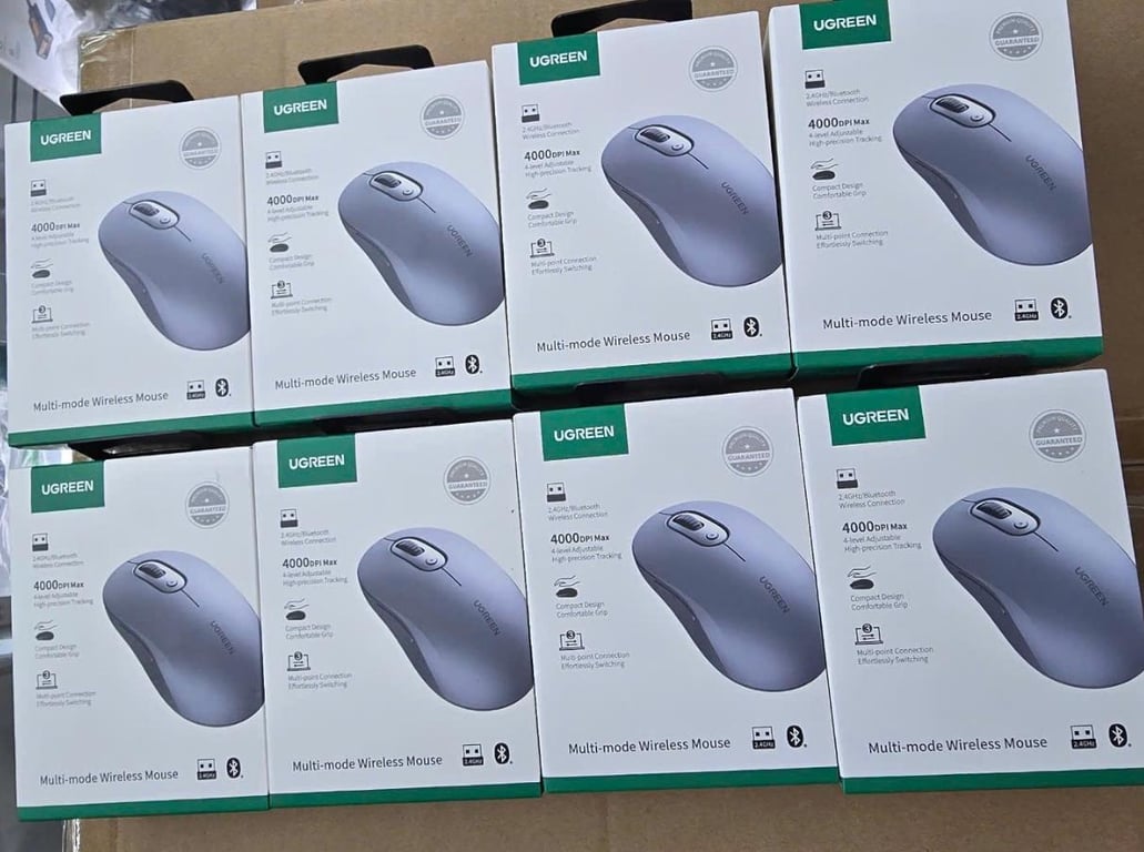 Chuột không dây 2.4Ghz + Bluetooth 5.0 dùng cho máy tính, laptop Ugreen 45149 cao cấp (Xám)