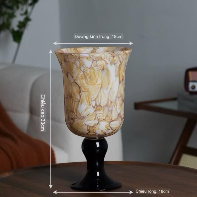 Bình hoa vân đá có chân cao cấp.