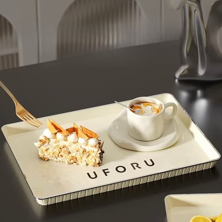 KHAY ĐỰNG ĐỒ ĂN TRÀ BÁNH UFORU MÀU TRẮNG SỮA SANG TRỌNG