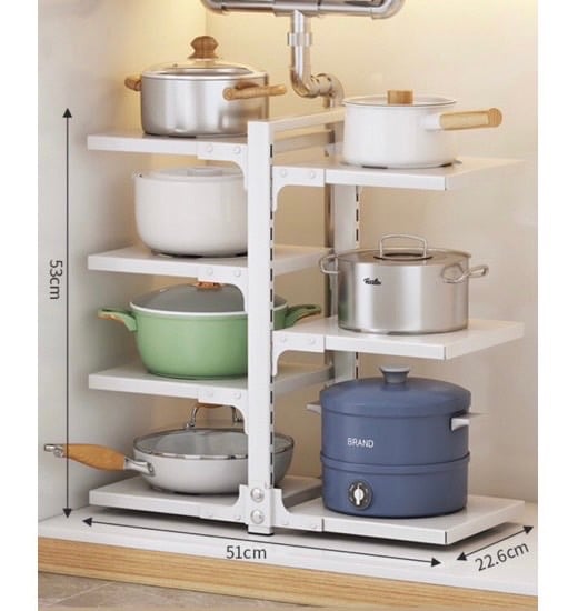 Kệ để xoong nồi nhiều tầng, kệ để đồ gầm bếp và tủ bếp tiện lợi HK07 (đen/trắng)