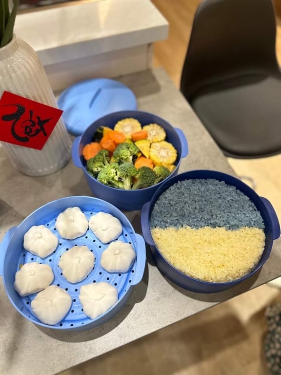 Xửng hấp Tupperware xanh