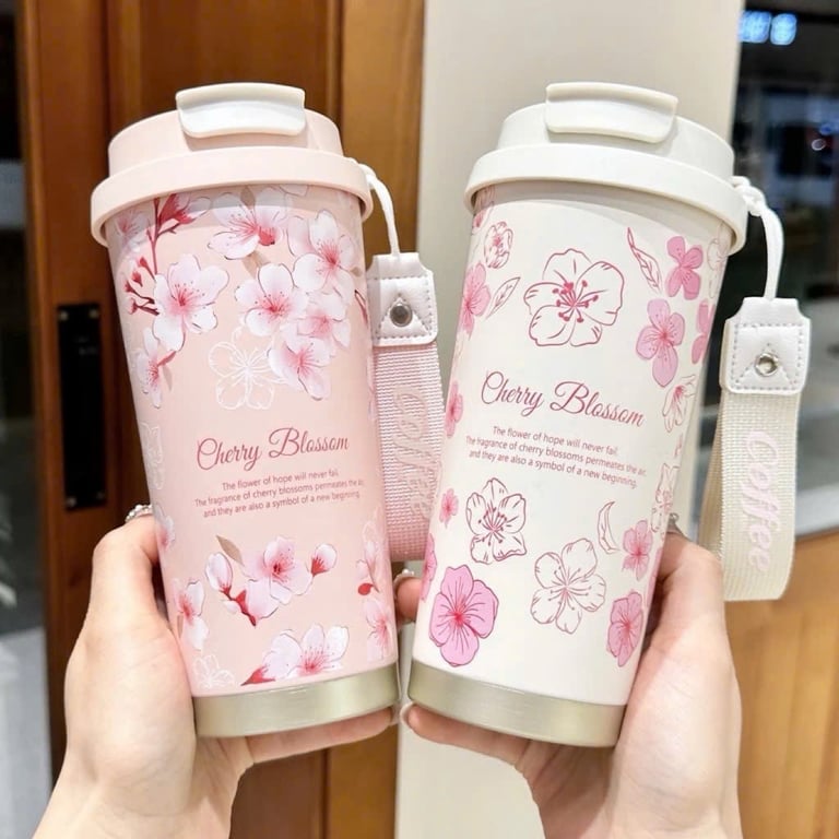 CỐC GIỮ NHIỆT HOA LÁ CÀNH CHERRY BLOSOM