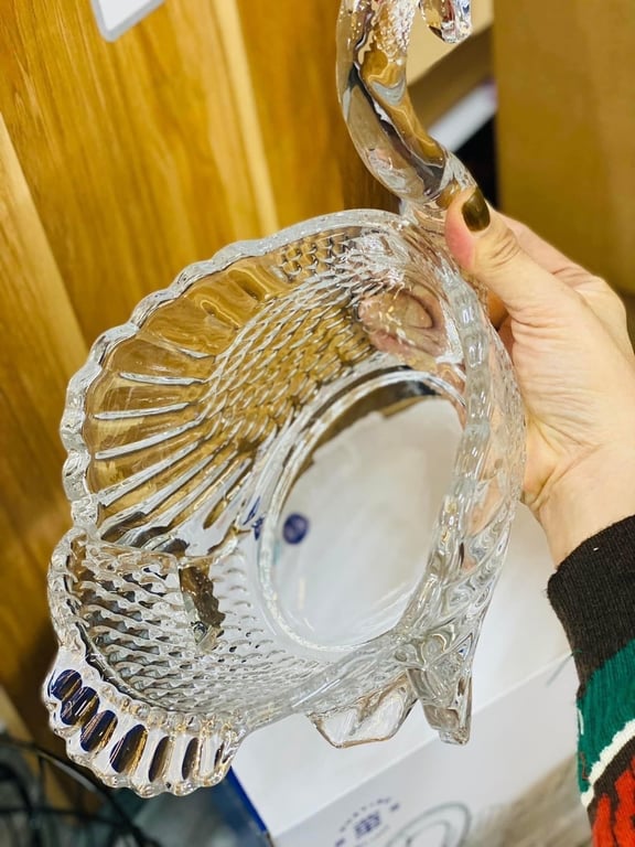 Khay thuỷ tinh thiên nga siêu xinh sz 25cm