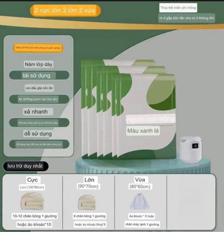 SET TÚI HÚT CHÂN KHÔNG ĐỰNG CHĂN MÀN - QUẦN ÁO