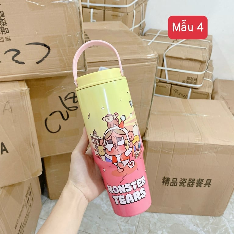 BÌNH GIỮ NHIỆT LABUBU , STITCH , HOẠT HÌNH 900ml xinh xinh yêu yêu