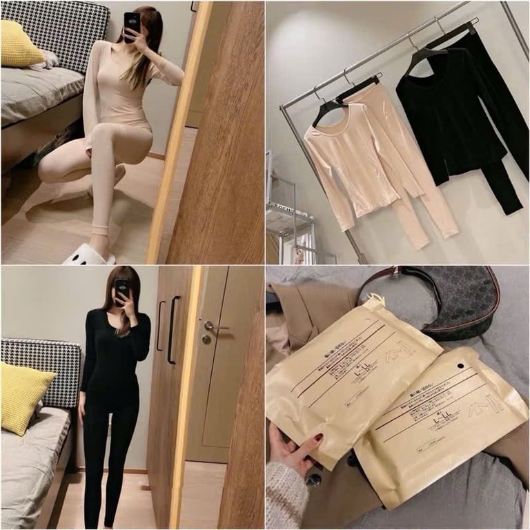 BỘ QUẦN ÁO GIỮ NHIỆT CHO NỮ MẶC Ở NHÀ, MẶC BÊN TRONG CHỐNG RÉT MỎNG NHẸ ÔM SÁT CƠ THỂ SIÊU CO GIÃN