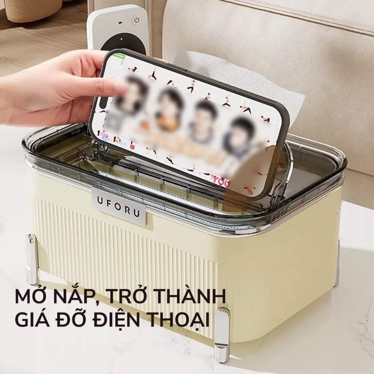 Hộp đựng khăn giấy đa năng màu kem uforu UF163