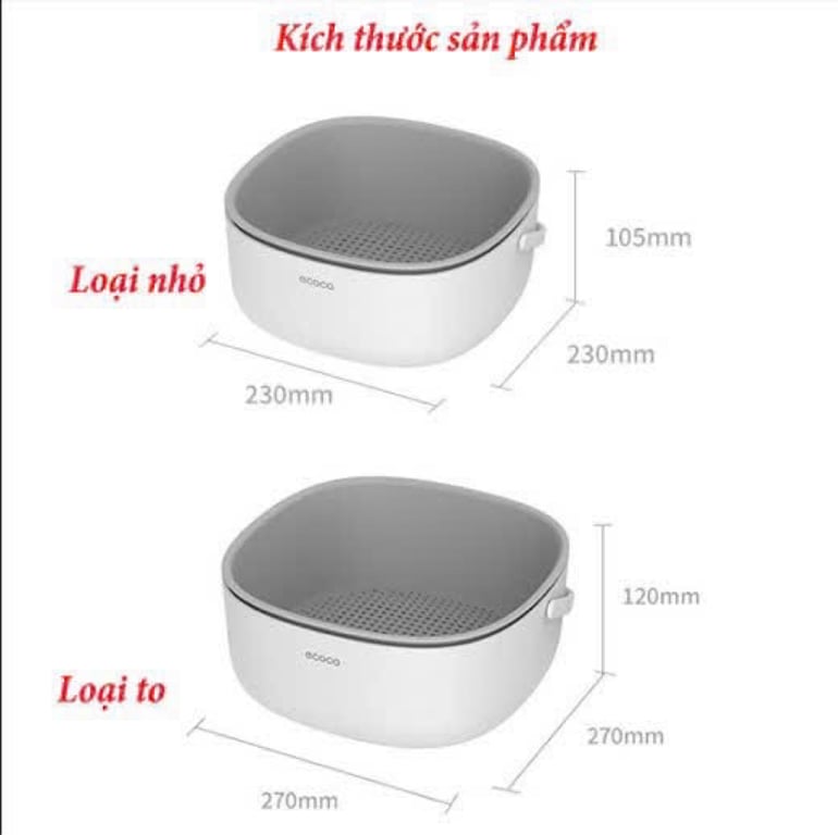 Chậu Rửa Kèm Rổ ECOCO có quai xách đường kính 27cm và 23cm❗️