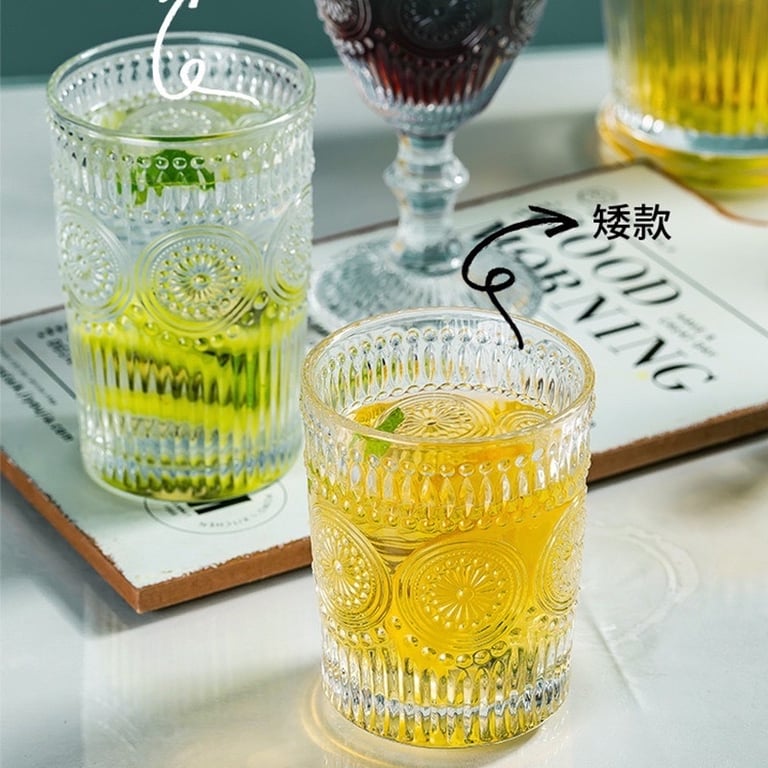 Bộ 6 cốc thủy tinh dập nổi hoa mặt trời 300ml