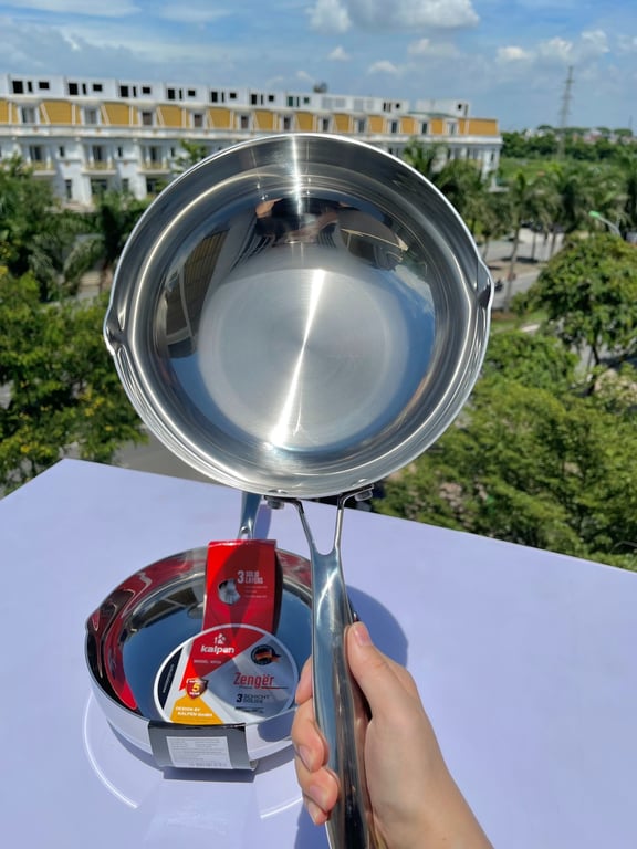 CHẢO INOX ĐÚC LIỀN KHỐI CÓ MIỆNG RÓT KALPEN ZENGER  size 24-26