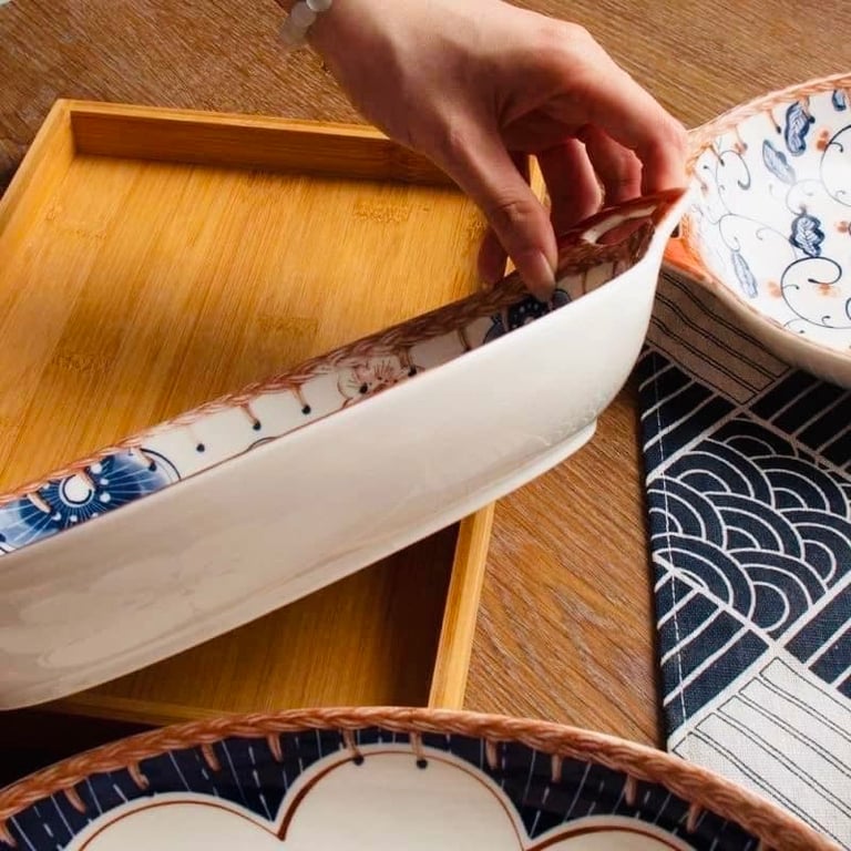 Đĩa sứ 2 quai tai cá phong cách Nhật Bản