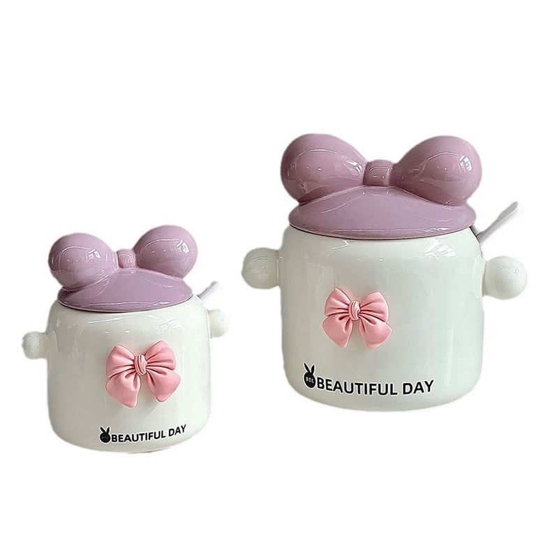 chiếc hũ sứ nơ hồng cute 1300ml