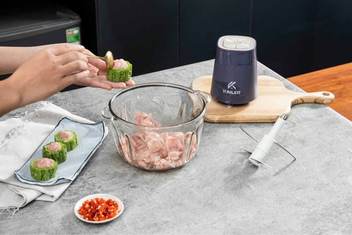 MÁY XAY THỊT KAILER CỐI THỦY TINH KL-007