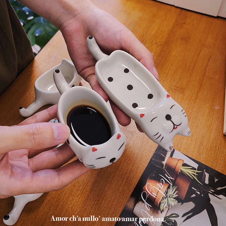 Bát đựng nước chấm - gác đũa hình mèo