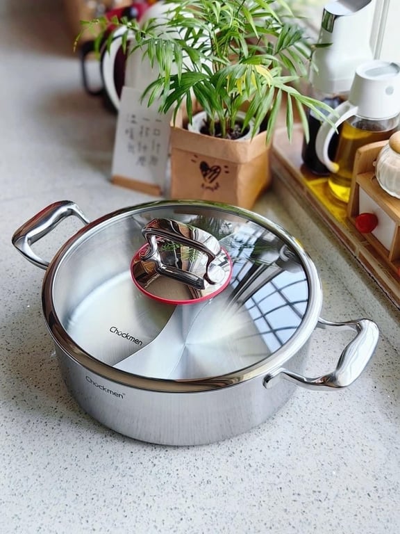 nồi lẩu inox 2 ngăn chockmen size 28cm