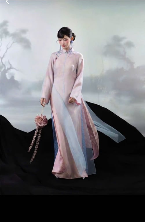 AD gấm hồng voan tơ xanh (S->XXL)