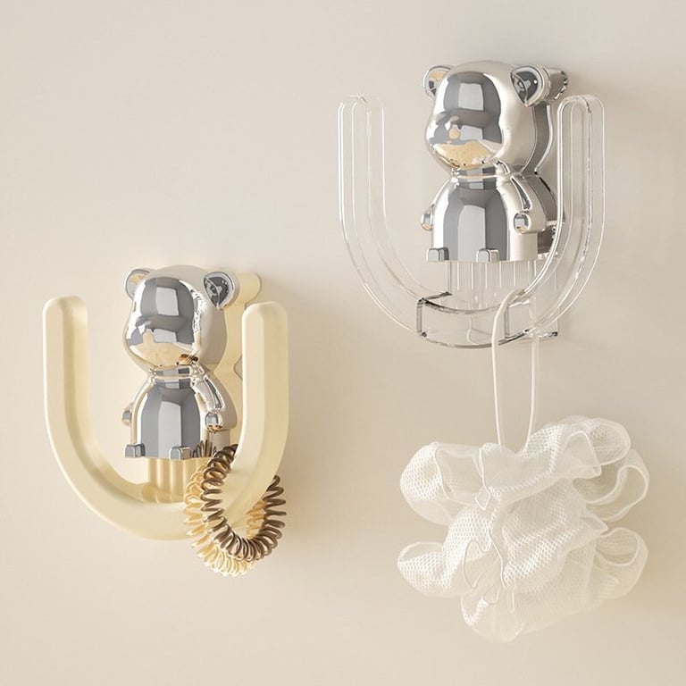 Combo 4 móc treo dép chữ U dán tường hình gấu chất liệu nhựa ABS cao cấp - UF569