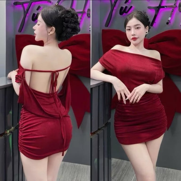 ĐẦM CỘT DÂY LƯNG PHÍA SAU