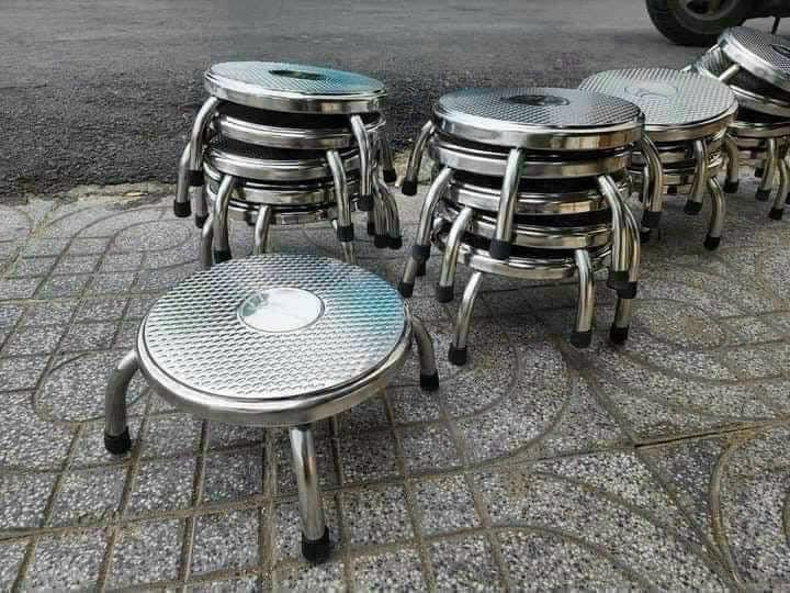 GHẾ INOX TRÒN CHÂN NGẮN - NGỒI XỔM