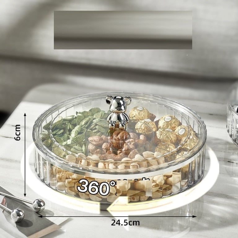 KHAY ĐỰNG MỨT, BÁNH KẸO 2 TẦNG 360 ĐỘ NÚM GẤU