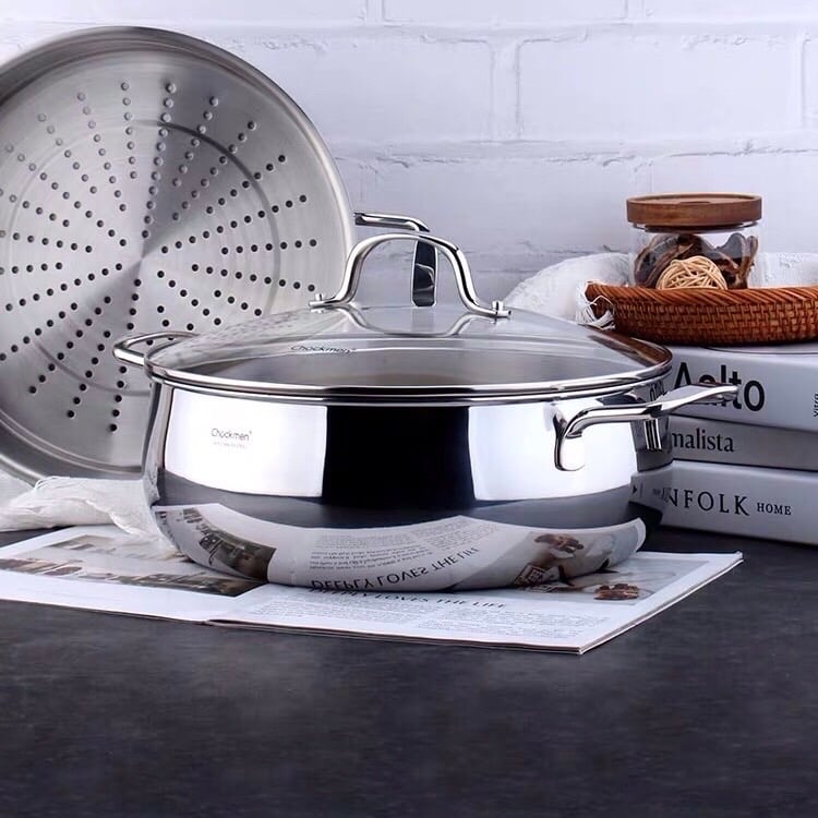 CKM72 – NỒI LẨU, NỒI LUỘC GÀ THÀNH THẤP CHOCKMEN 30CM