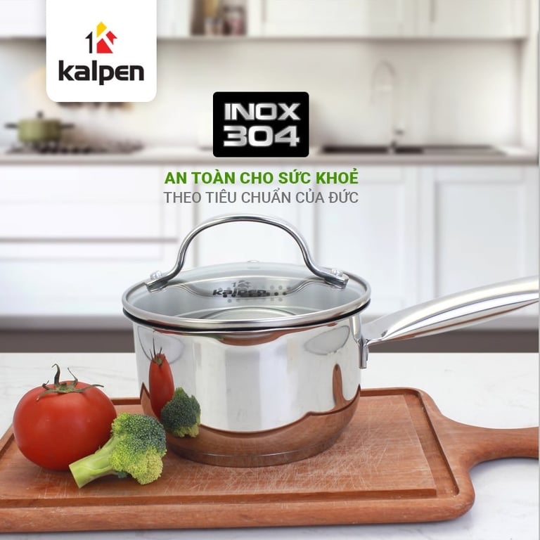 QUÁNH INOX 304 CHỐNG DÍNH 5 ĐÁY KALPEN LERMAT L14 SIZE 14CM