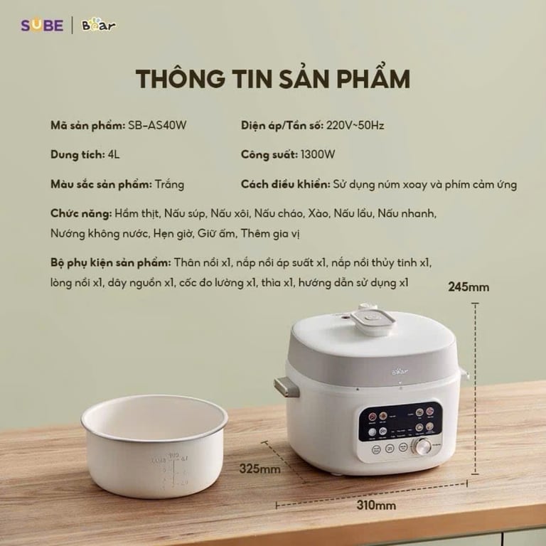 nồi áp suất Bear 4L SB-AS40W