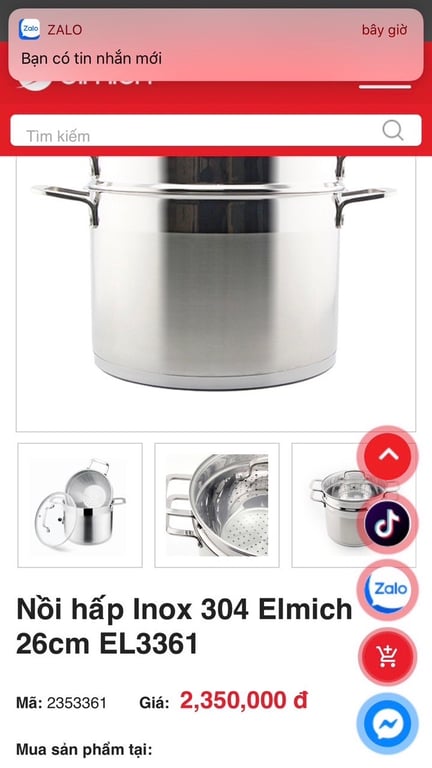 nồi hấp, kèm luộc 26cm  5 đáy elmich