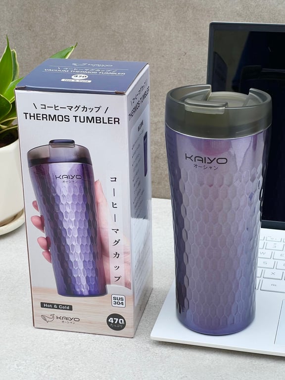 Cốc giữ nhiệt vân kim cương kaiyo 470ml