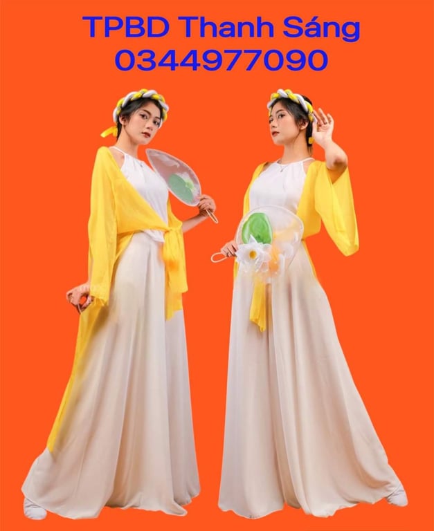 Set yếm tứ thân tông vàng, khách phối tùy thích