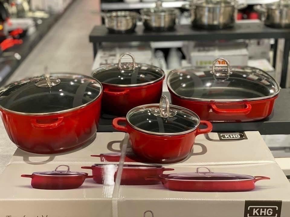 Bộ 4 nồi đúc nguyên khối tráng men gốm  hàng nhập Đức.