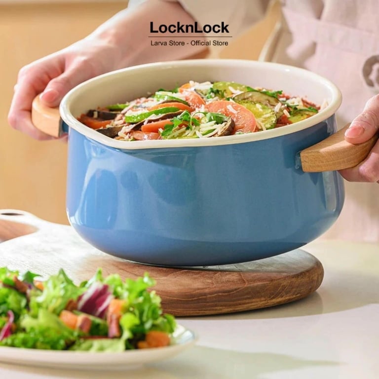 Nồi phủ men sứ suit mellow Locknlock csu2202 -  20cm đáy từ.