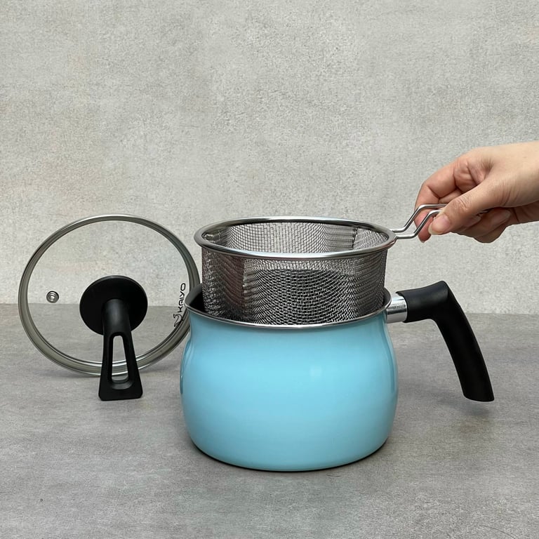 Nồi chiên ngập dầu kèm rổ chiên đồ inox, vung tự đứng KAIYO 15cm