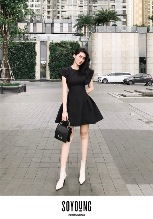 Váy Thiết Kế Phối Tay Cánh Tiên Cao Cấp Soyoung