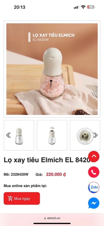 LỌ XAY TIÊU ELMICH 150ml