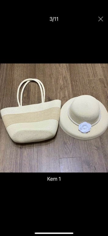 Sét 2 Món Túi + Mũ  Đi Biển hoa ngọc lan siêu đẹp