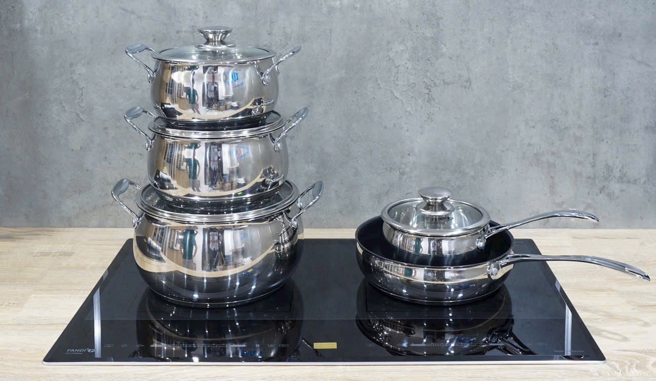 Bộ nồi từ chảo 5 chiếc cao cấp Fandi 3 đáy