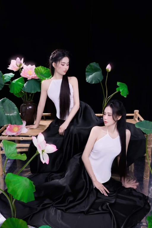 Set yếm trơn-đụp chụp sen