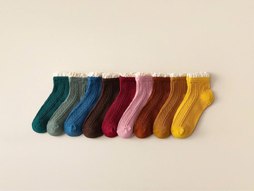 Set 10 đôi tất cổ viền bèo cho nữ