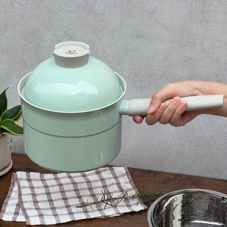 Bộ nồi nhôm đúc kèm xửng hấp Kaiyo màu xanh mint