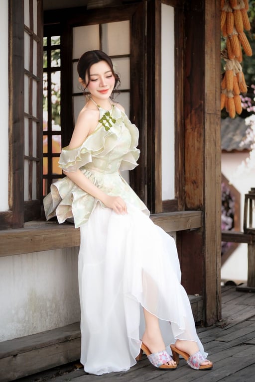 Flexy - Set yếm Niên An xanh