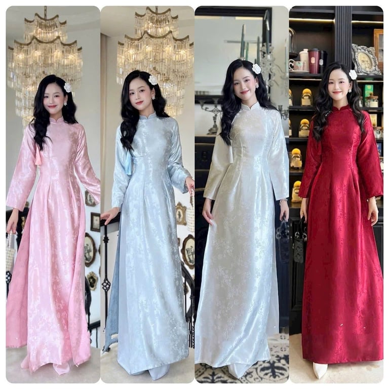 AD Gấm lá trúc cổ trụ - trắng (có bigsize)