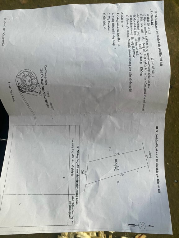 1256m2 đất rừng sản xuất tại Bản Mừng- Cao Phong- Hoà Bình