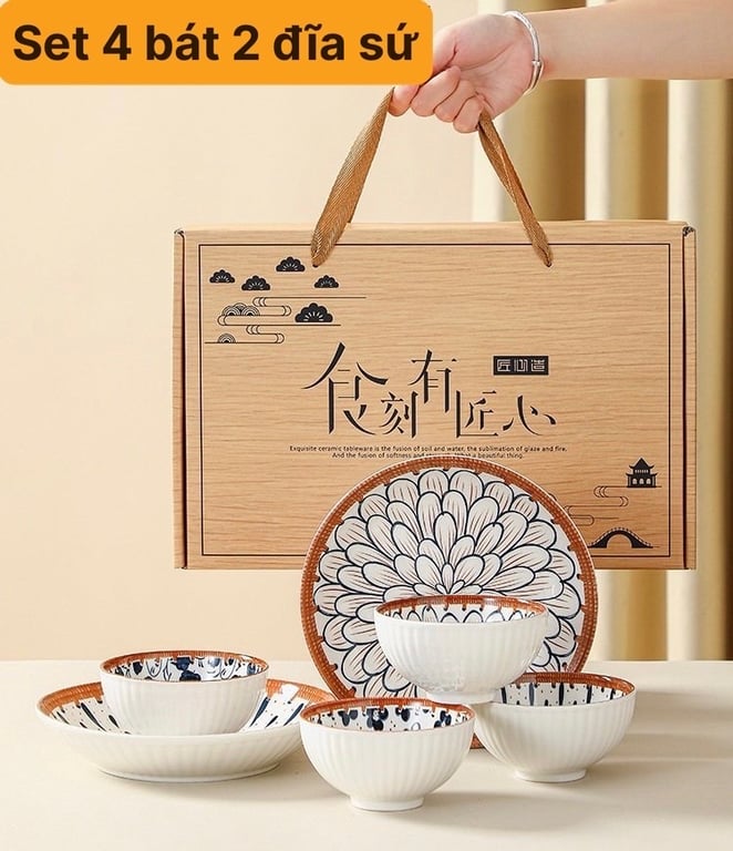 Set 4 bát 2 đĩa