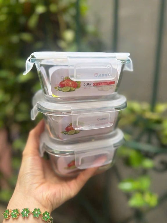 Bộ hộp cơm Rapido thuỷ tinh kèm túi giữ nhiệt, kích thước hộp 500ml