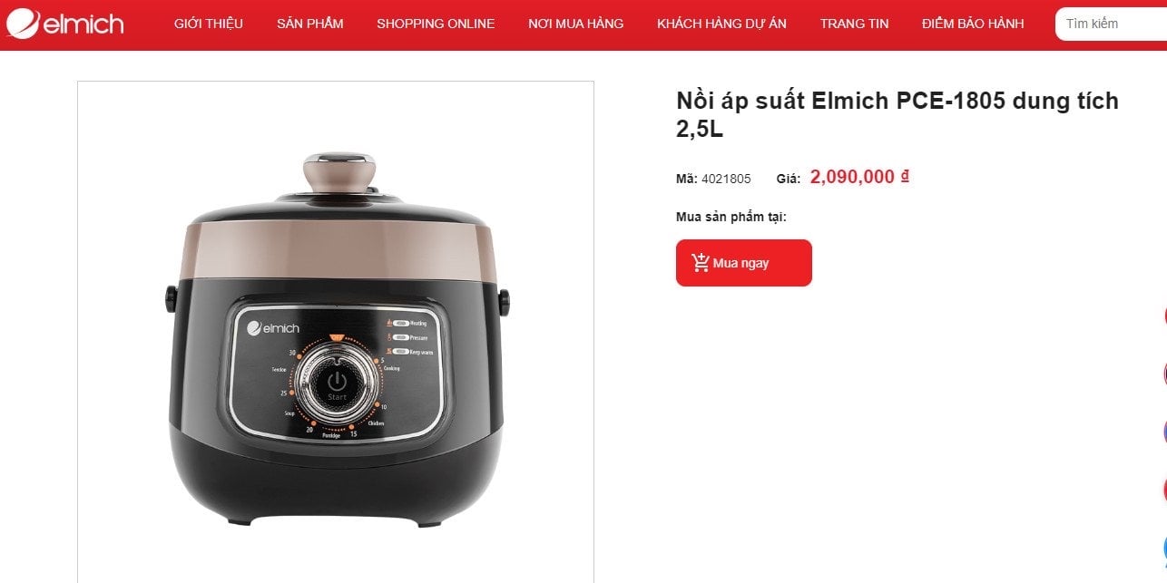 NỒI ÁP SUẤT ELMICH PCE-1805 2.5L 😍