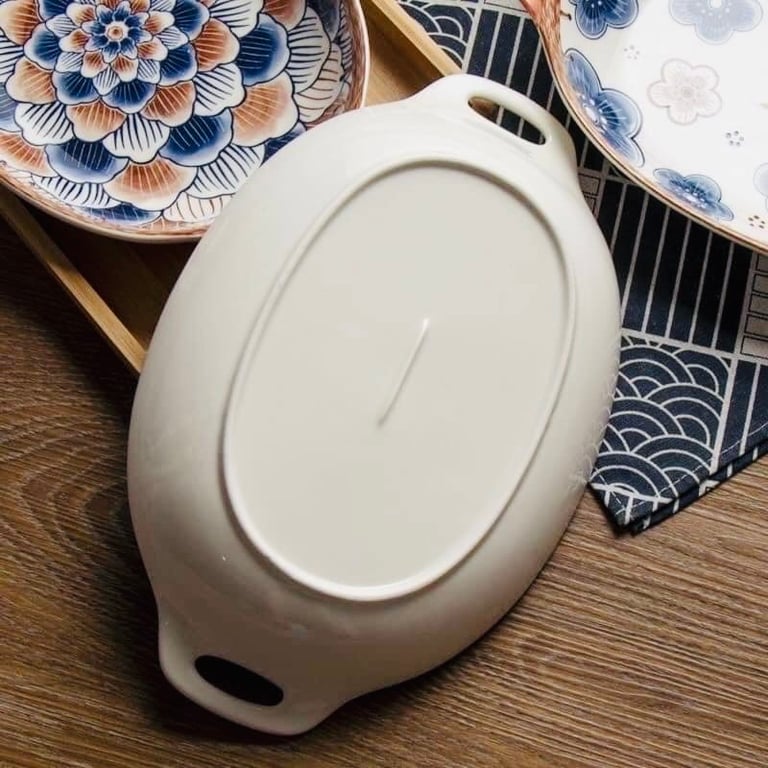 Đĩa sứ 2 quai tai cá phong cách Nhật Bản