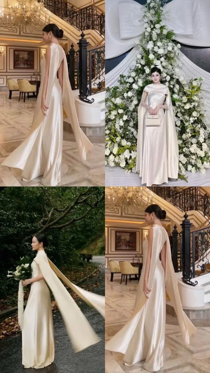 Đầm lụa dài trắng