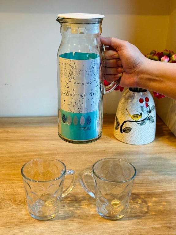 BỘ BÌNH KÈM 2 CỐC THUỶ TINH CƯỜNG LỰC HÀN QUỐC GLASSLOCK 1000 + 280ML🥂GL1614