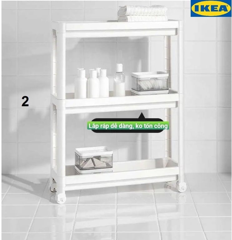 KỆ ĐỂ ĐỒ 3 TẦNG CÓ BÁNH XE ĐẨY VESKEN – HÀNG IKEA CHÍNH HÃNG